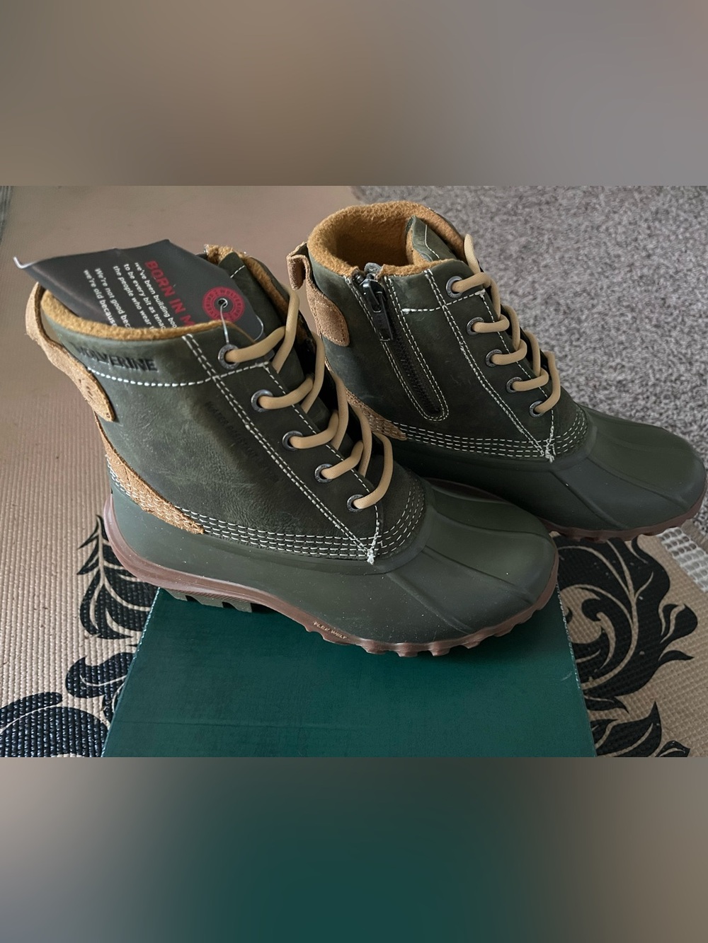 Wolverine Olive and Tan Lace-Up Women's Duck Boots
